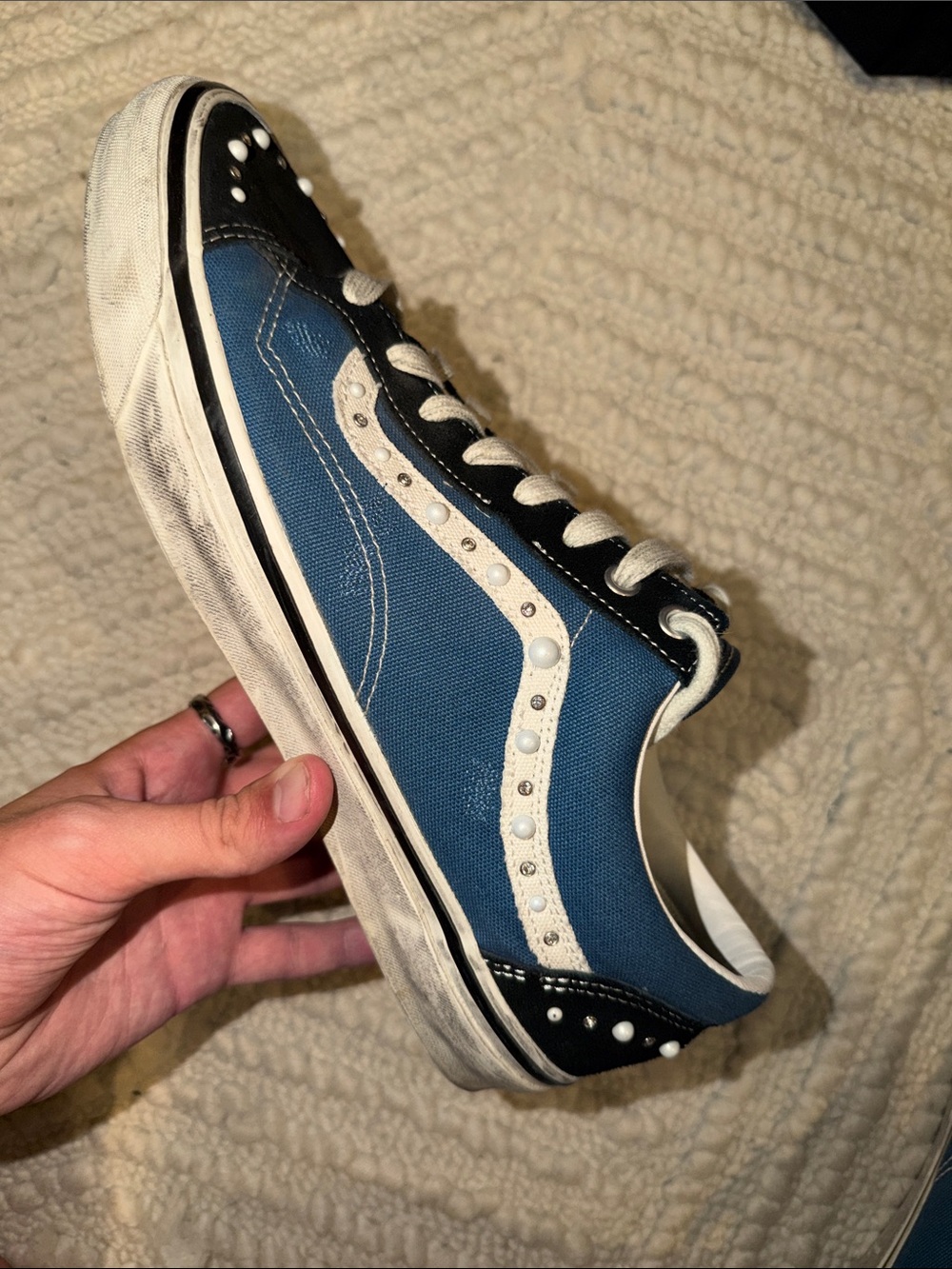 Vans Pearlized size 13 Blue Black Used LIMITED EDITION VANS PEARL BLUE 13
